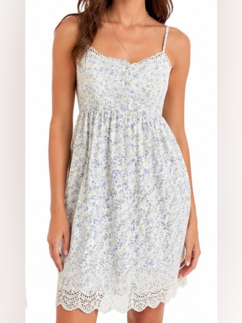 Joie Sleep Floral Eyelet Lace Cotton Nightgown Dress Size S NWT